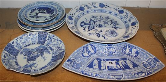 Group of Oriental and European ceramic dishes